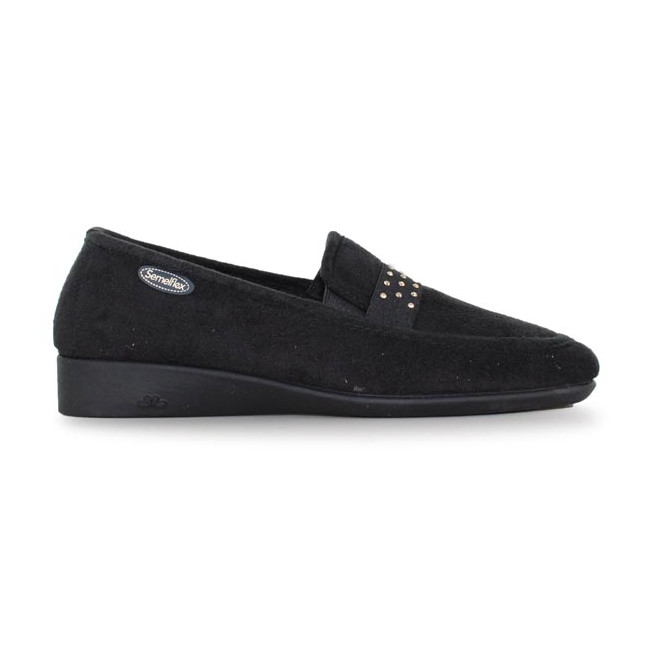 Chaussons cuir souple fourrés Noir