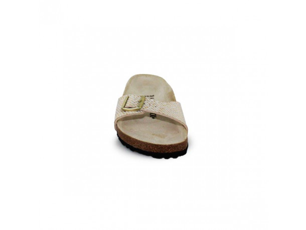 mule femme simple boucle beige dore Birkenstock Madrid