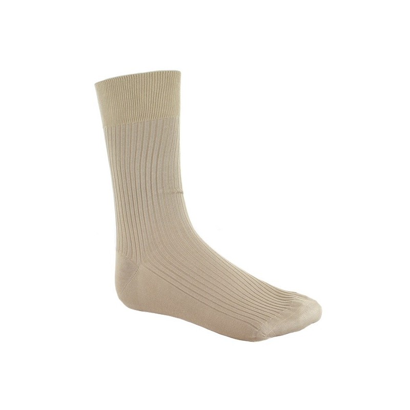 Chaussettes Homme côtelées en pur fil d'Ecosse - Blanc | Doré Doré